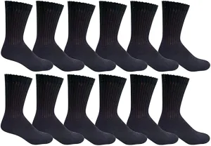 12 Pairs pack Men's & Women;s Unisex Value Pack Athletic Black Sports Athletic Work Crew Cotton Socks Size 9-11 10-13 (Black, 10-13)