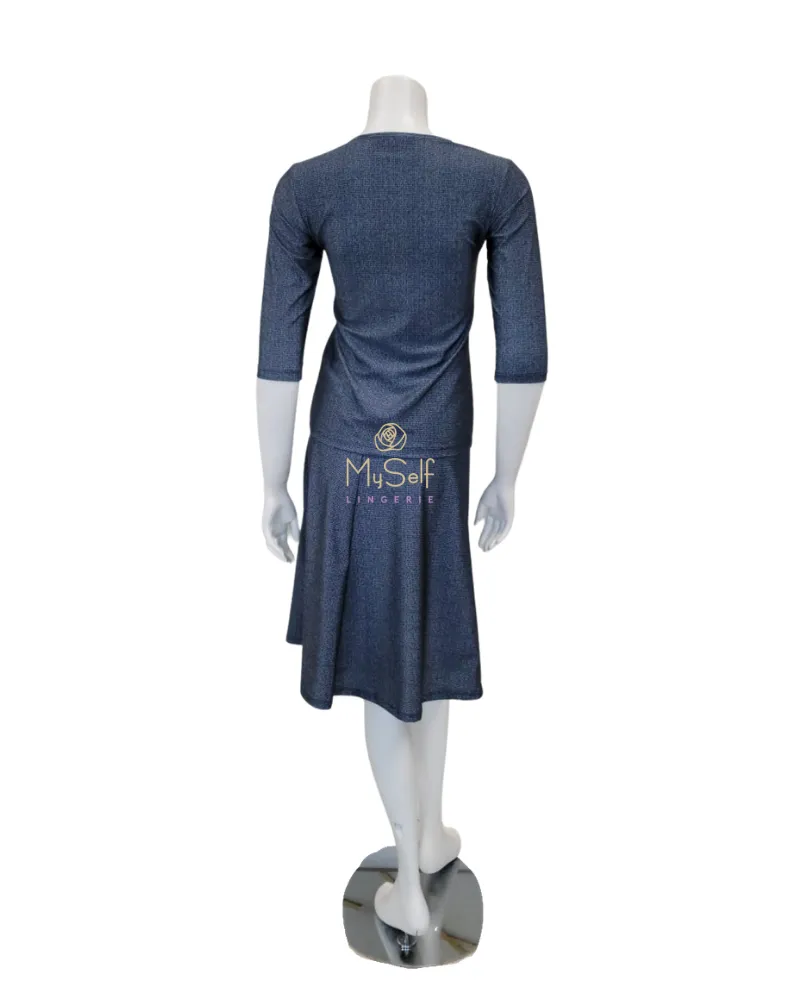 2PC-JR-SWM-DNM Denim Swim Top & Skirt Set