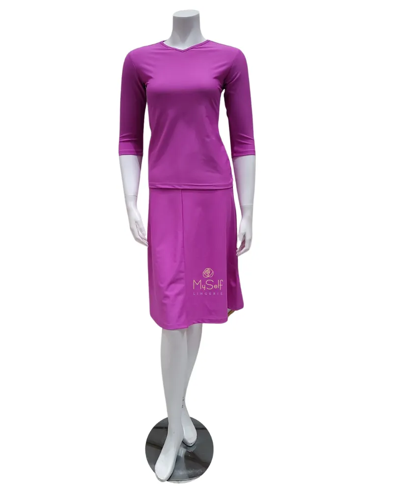 2PC-JR-SWM-VLT Violet Junior Swim Top & Skirt Set