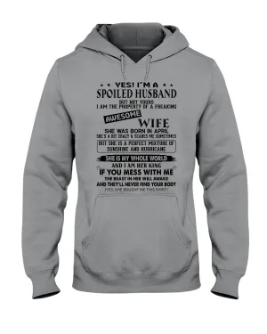 A Spoiled Husband Of April Freaking Awesome Wife Trending For Birthday Gift Hoodie