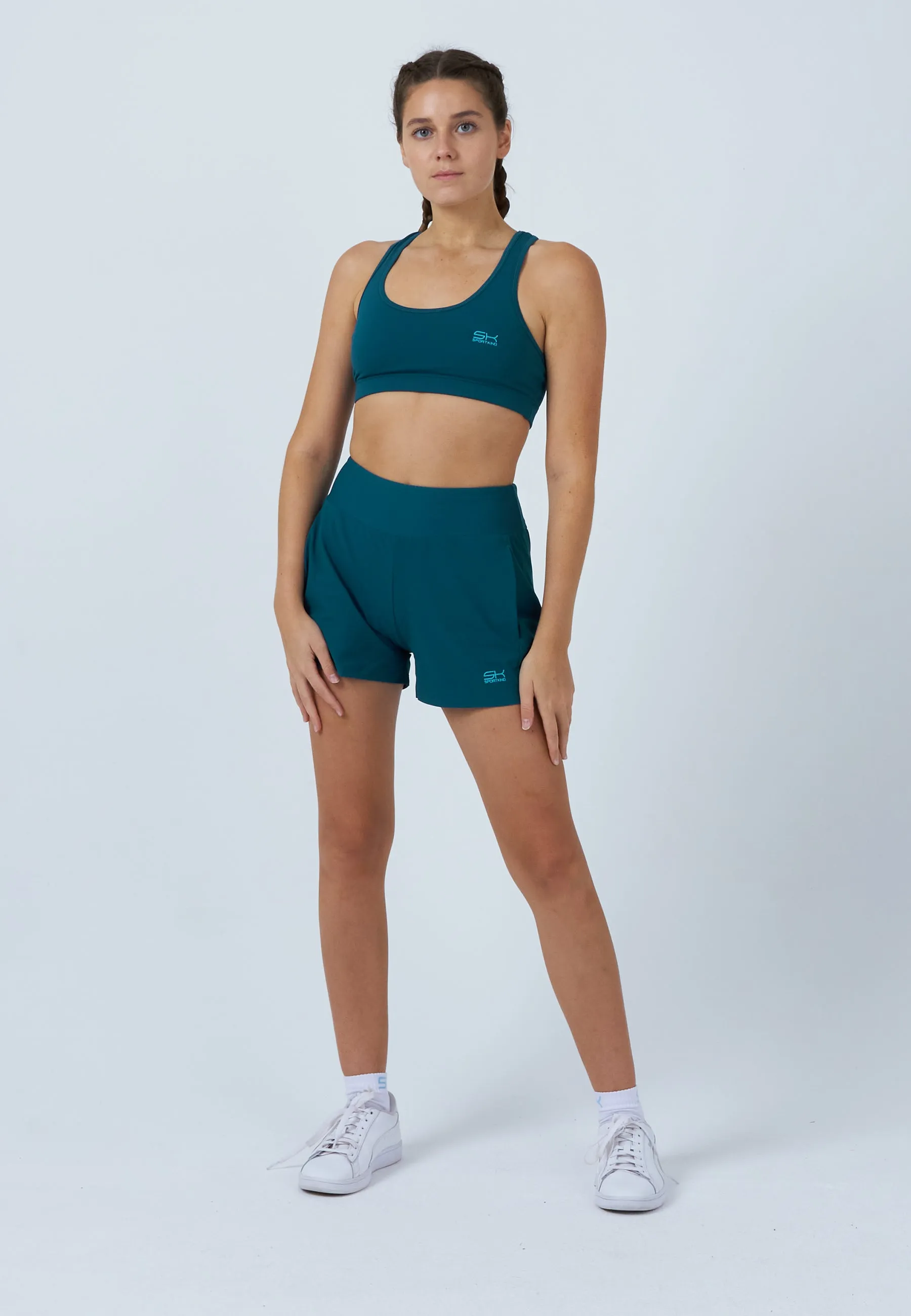 Advantage Tennis Shorts with ball belt, dark teal