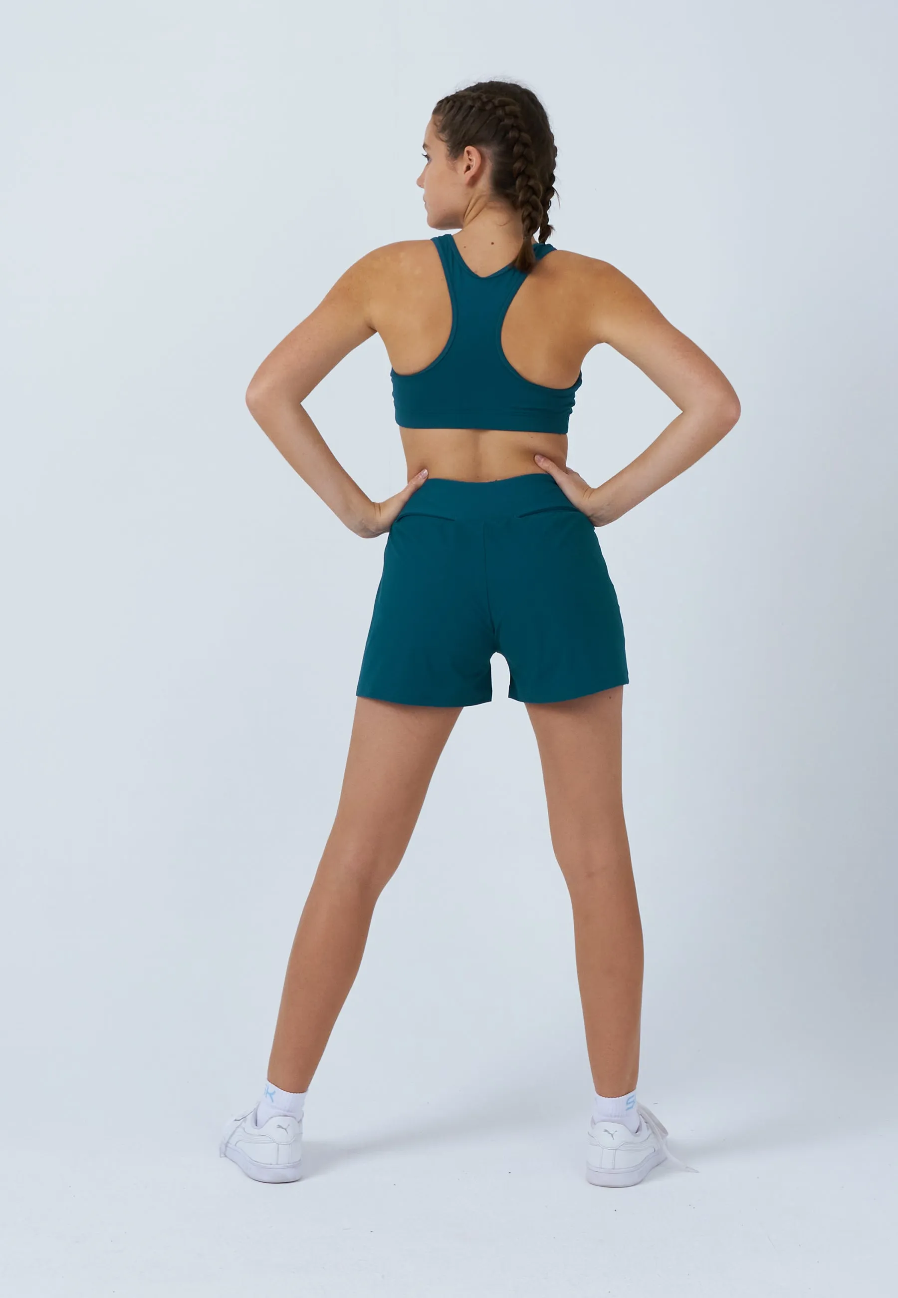 Advantage Tennis Shorts with ball belt, dark teal