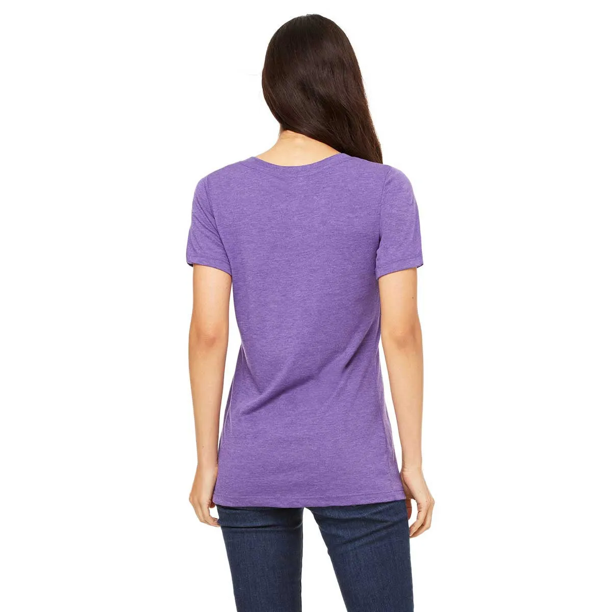 Bella   Canvas Women's Purple Triblend Relaxed Jersey Short-Sleeve V-Neck T-Shirt