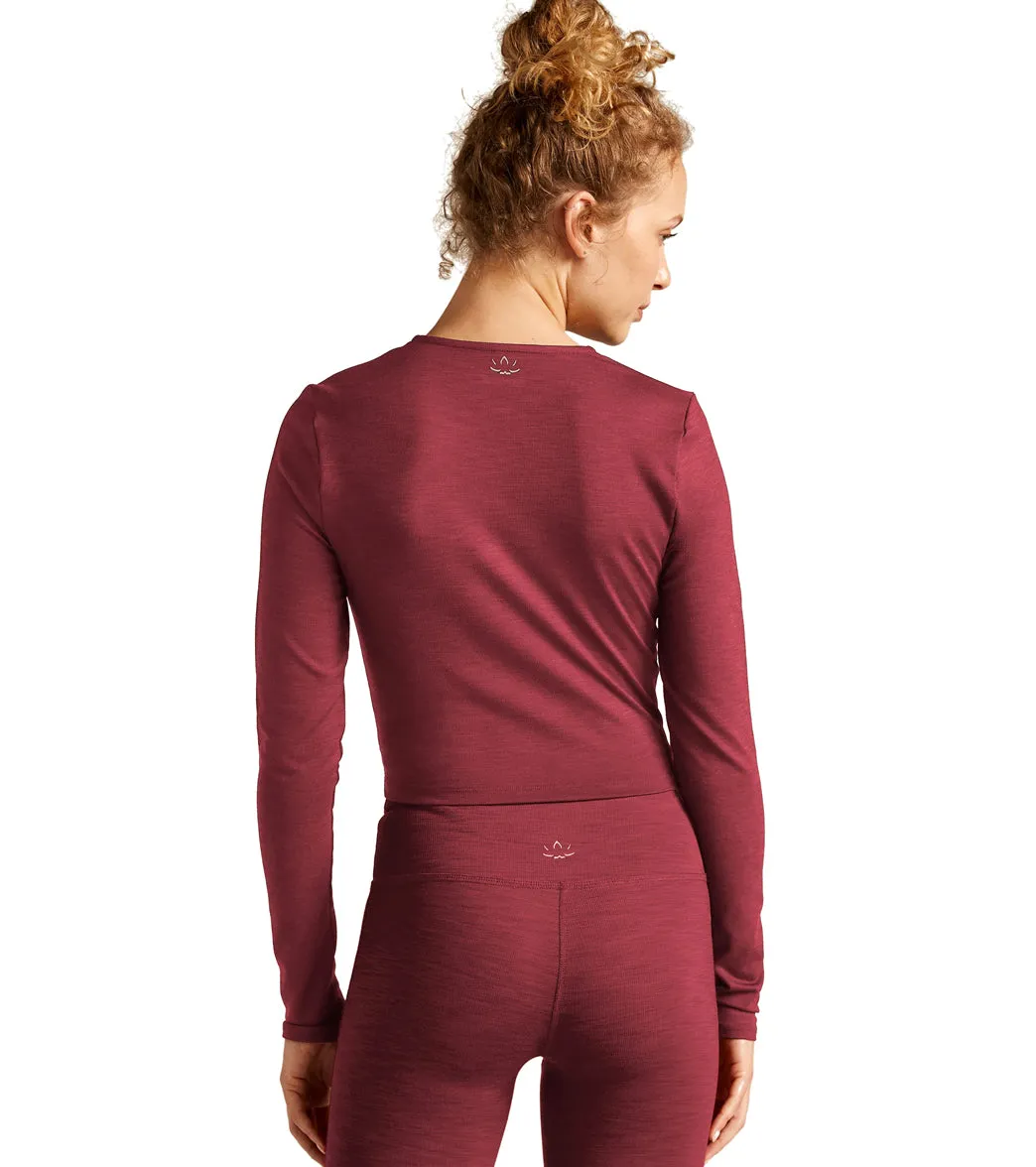 Beyond Yoga Heather Rib Frame Cropped Pullover