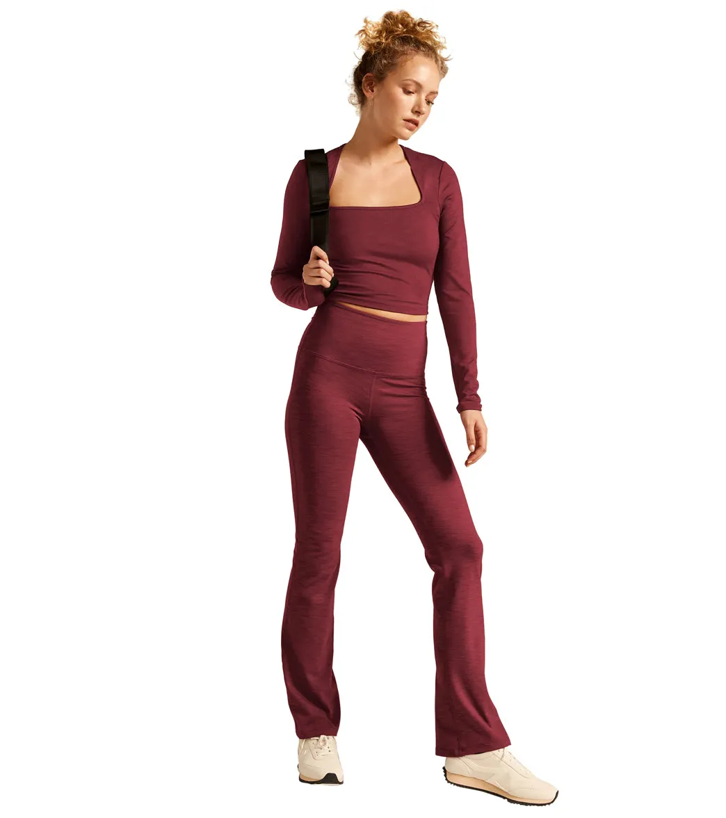 Beyond Yoga Heather Rib Frame Cropped Pullover