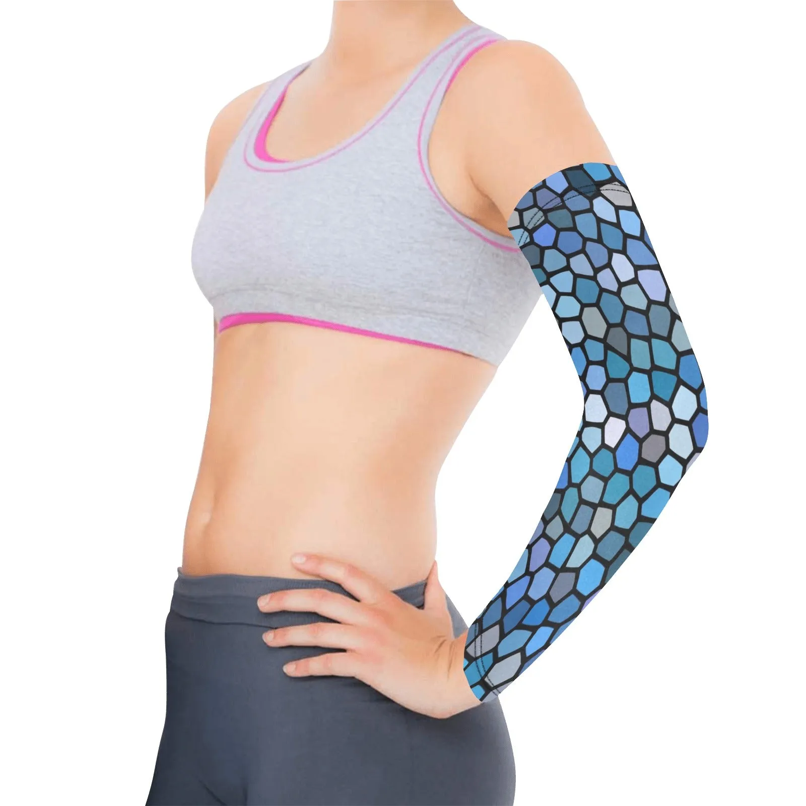 Black and Blue Stained Glass Weather Protection Arm Sleeves (FWS)