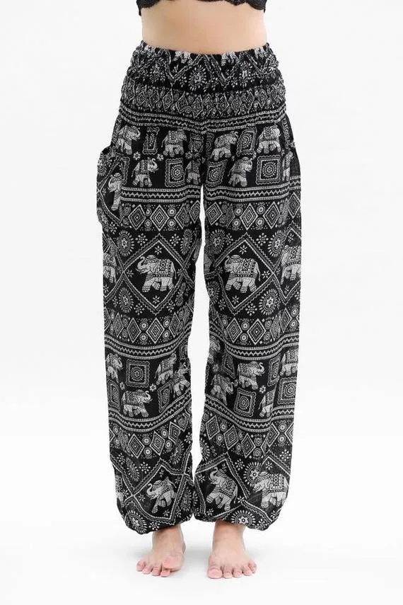 Black Elephant Boho Pants | CozyCouture®