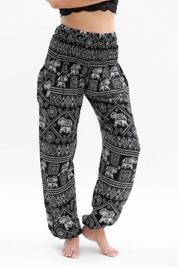 Black Elephant Boho Pants | CozyCouture®
