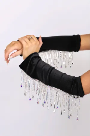 Black Rhinestone Arm Sleeves