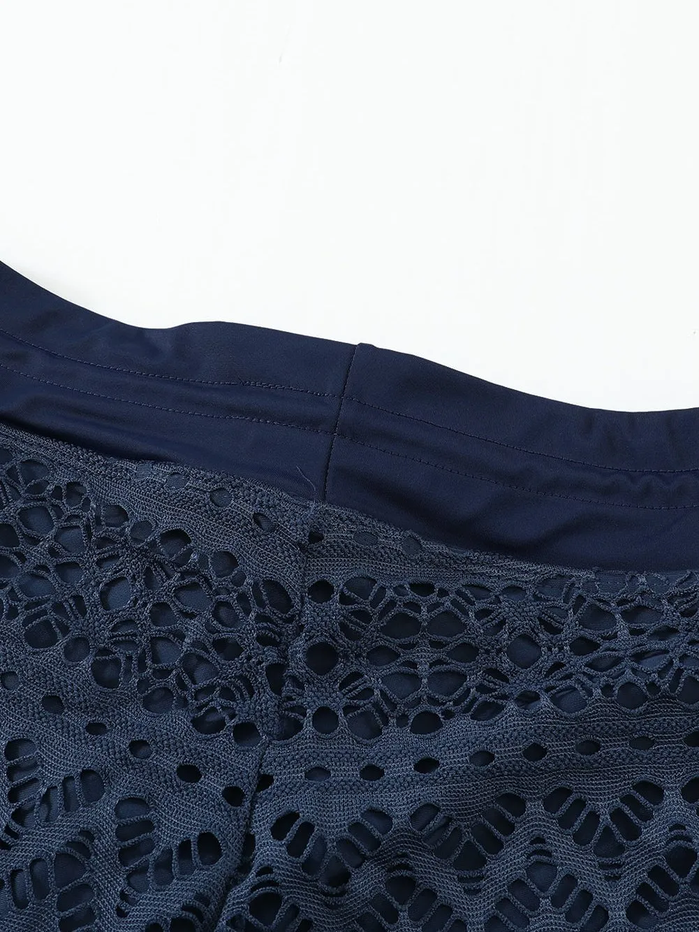 Blue Lace Shorts with Integrated Swim Briefs for Women