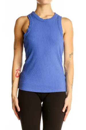 Blue Ribbed Athletic Tank Top