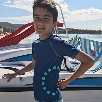 Blue/ turquoise short-sleeved rash top