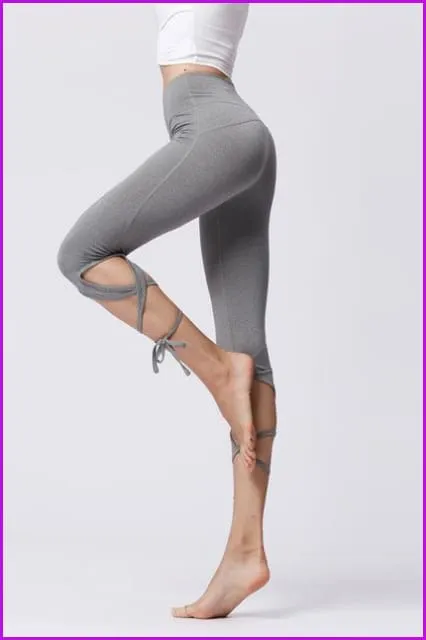 Cross Bandage Lace Up Dance Gym Pants F3133