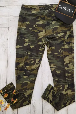 CURVY PLUS Camo Yoga Waist Leggings