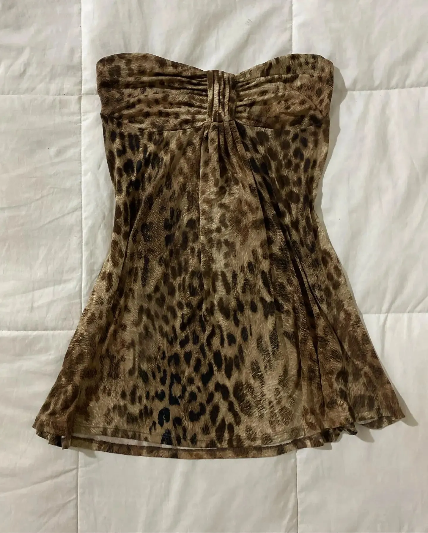 Dermearne 2 Y2K Vintage Hot Girl Strapless Off Shoulder Ruched Tube Tops Women's Front Ruffles Summer Party Clubwear Tank Leopard print Vest