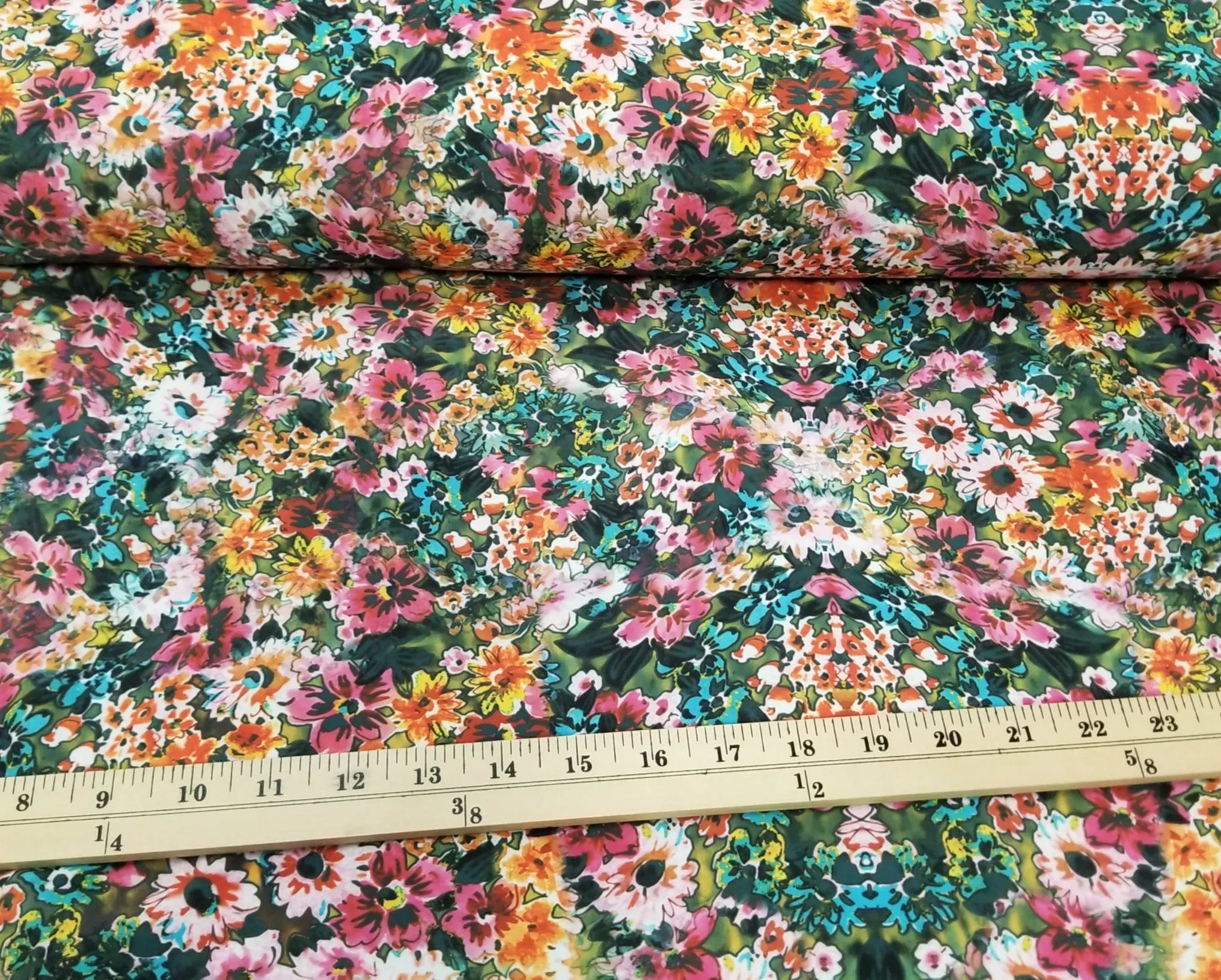 Designer Deadstock Garden Florals Nylon Spandex Swim/Activewear Knit- by the yard