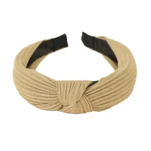 Fabric Wide Knot Turban Ladies Women Headband - Style 14 Mocca