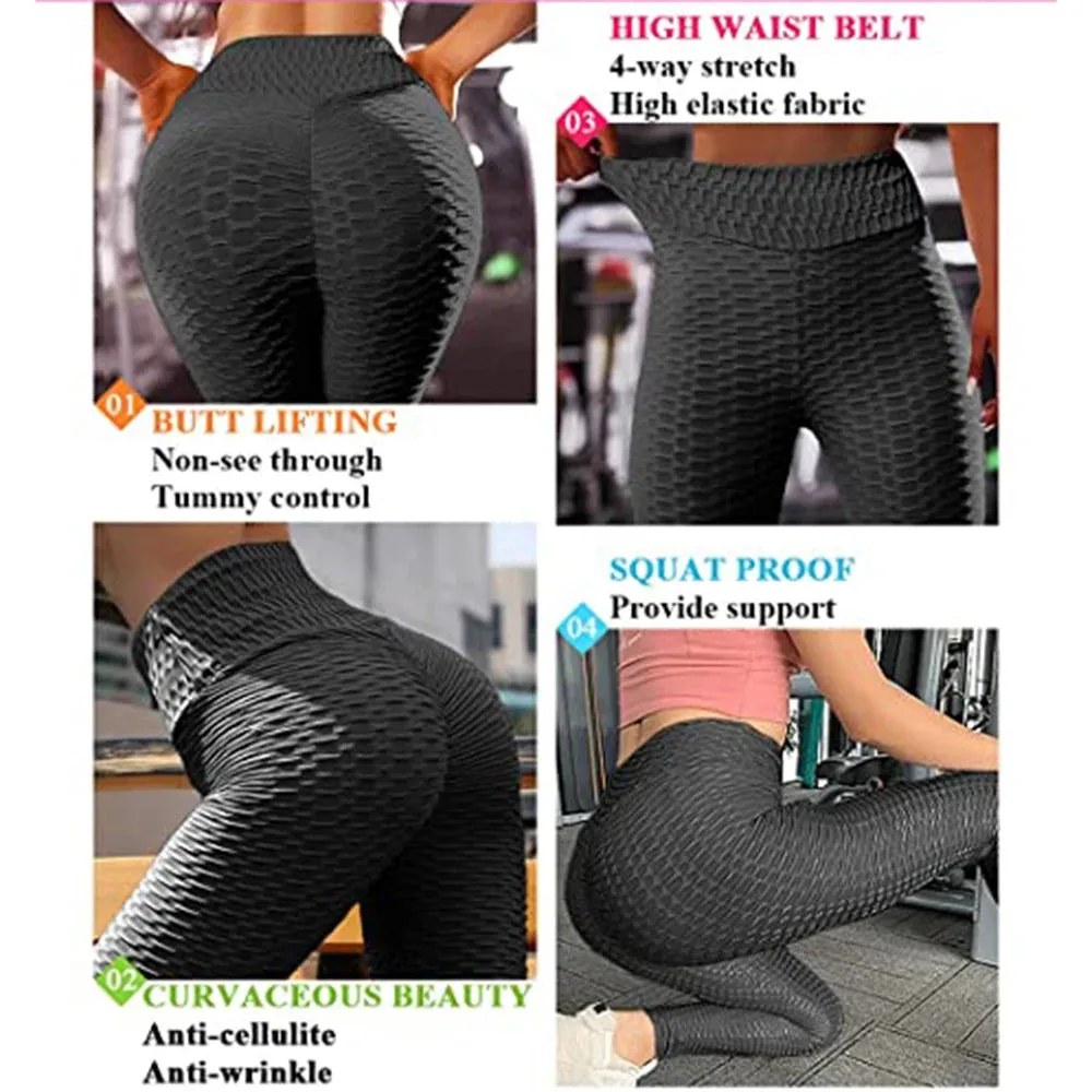 Fitness Yoga Pants Women Sexy Leggings Plus Size Jacquard Tights Scrunch Anti Cellulite Running Gym Leggings