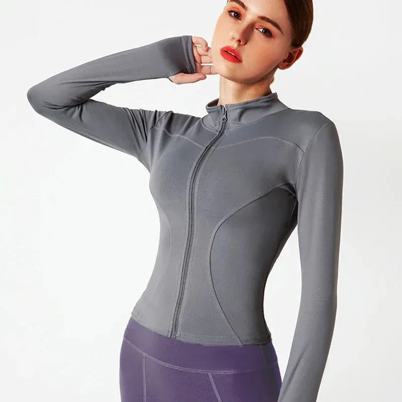 Full Zip-up Women's Slim Fit Sports Running Jackets