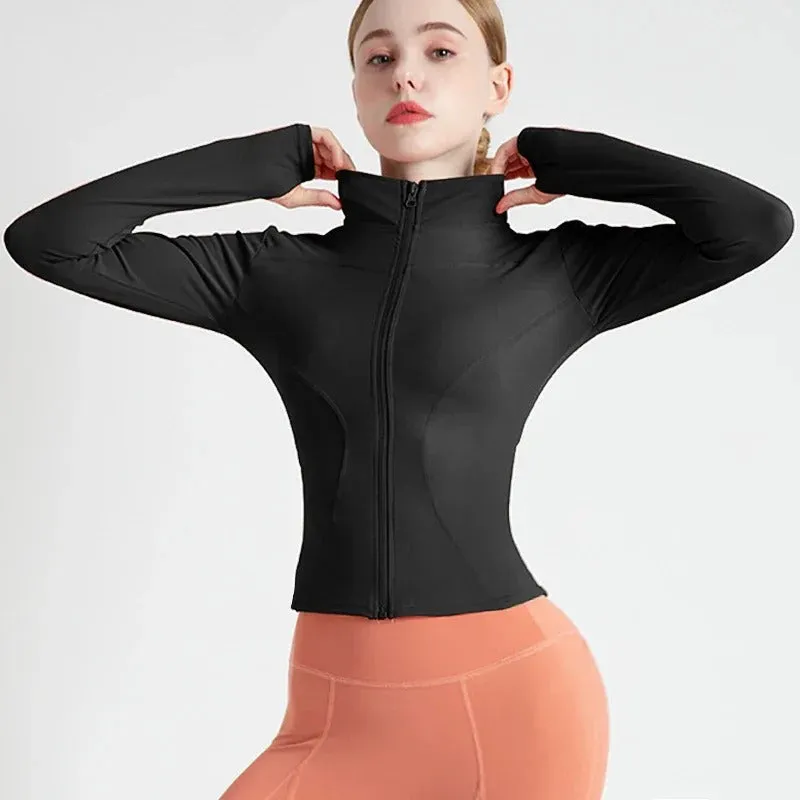 Full Zip-up Women's Slim Fit Sports Running Jackets