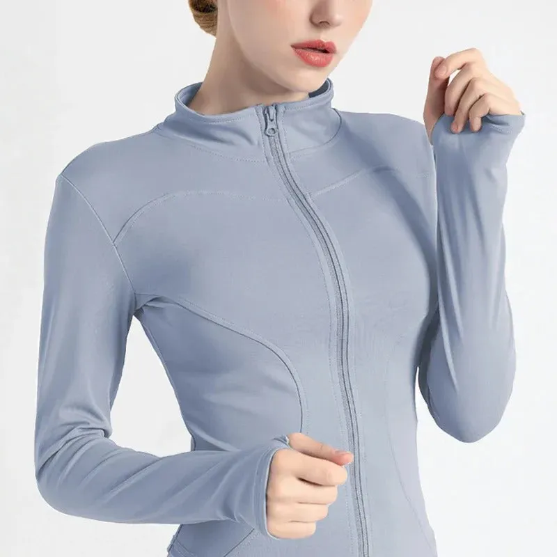 Full Zip-up Women's Slim Fit Sports Running Jackets