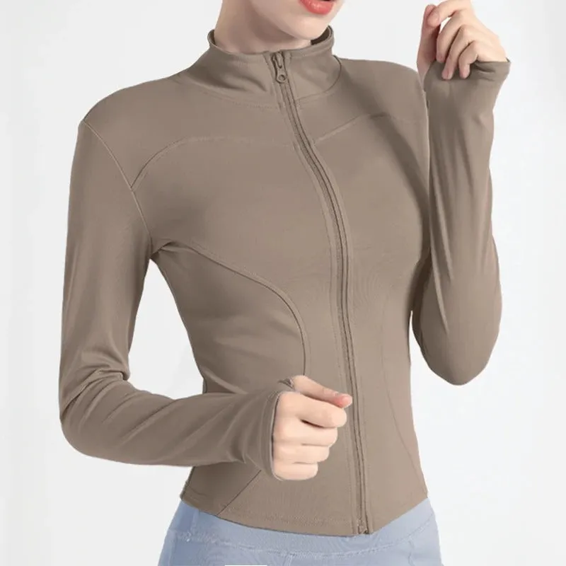 Full Zip-up Women's Slim Fit Sports Running Jackets