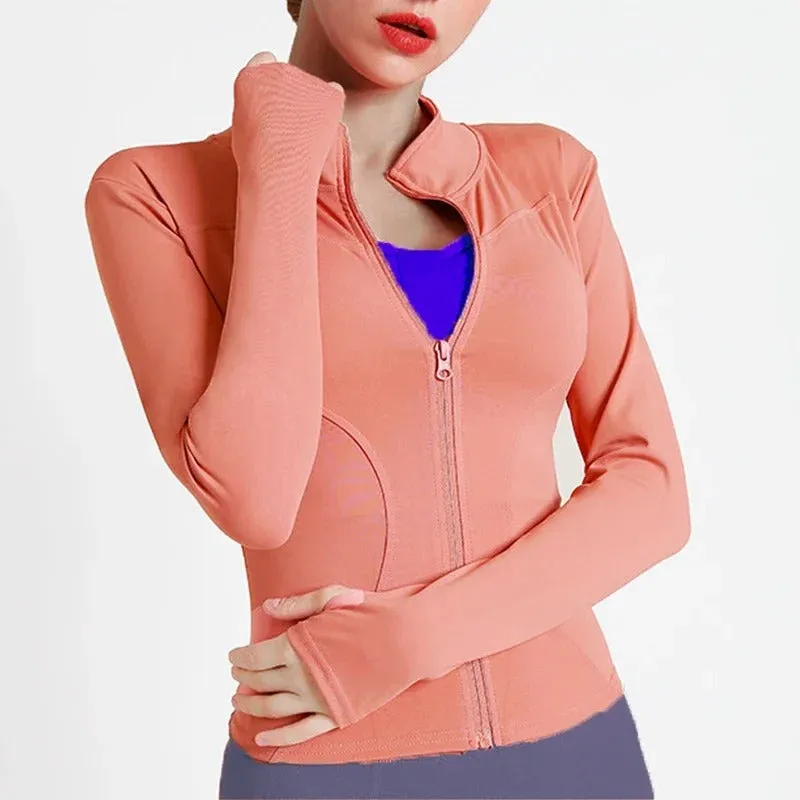 Full Zip-up Women's Slim Fit Sports Running Jackets
