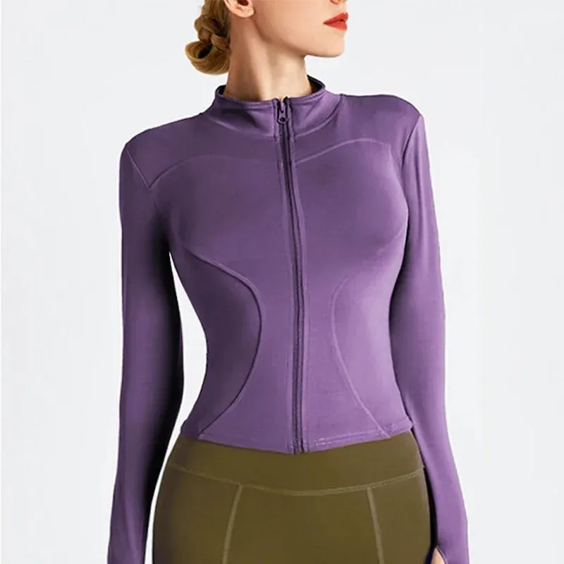 Full Zip-up Women's Slim Fit Sports Running Jackets