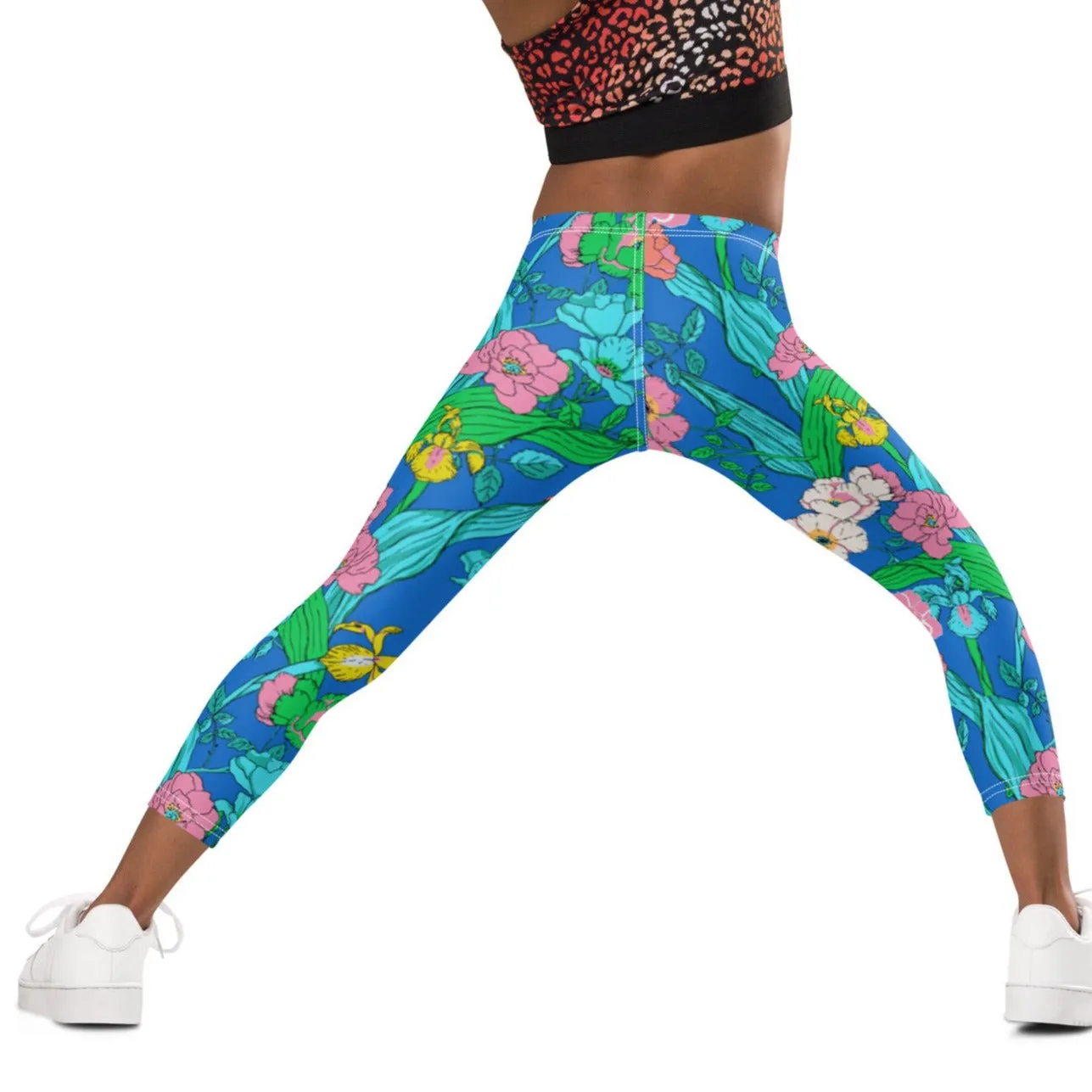 Girls (2T-7) UPF 50 Swim Leggings - Electric Blue Paradise