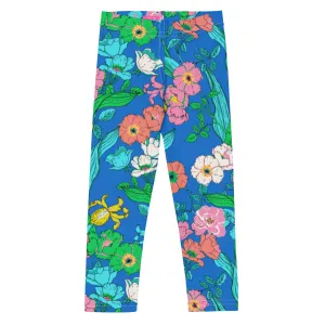 Girls (2T-7) UPF 50 Swim Leggings - Electric Blue Paradise