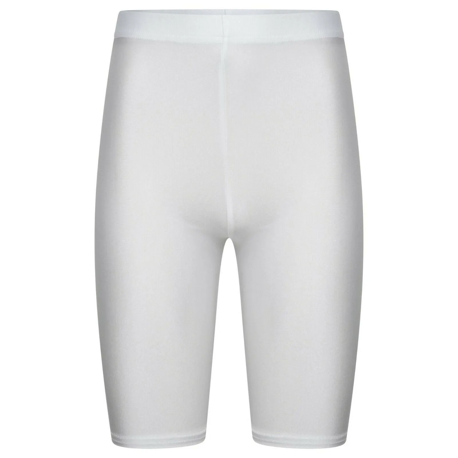 Girls Kids Stretch Cycling Lycra PE School Uniform Dance Gym Swim Shorts -White