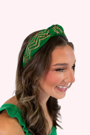 Golden Lily: Game Day Chevron Headband - Green & Gold