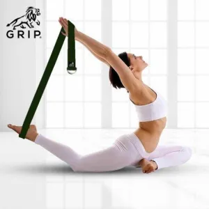 Grip Yoga Belt For Stretching, Yoga, Pilates, Gym, Physical Fitness To Gain Flexibility & Achieve Difficult Poses | 2.5 Meter Premium Cotton | Eco Friendly | Easy To Use | Durable | Green Color
