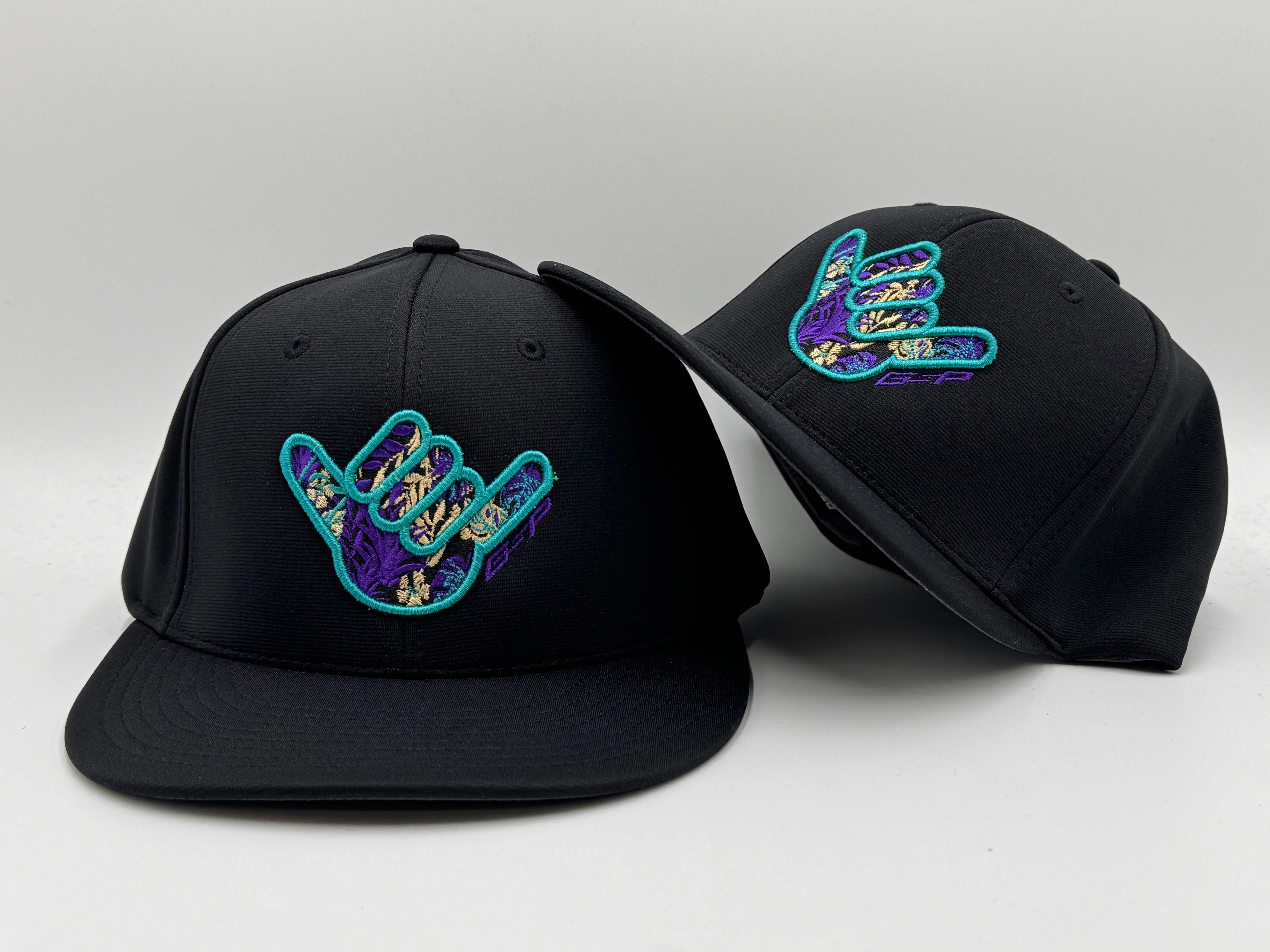 GS Sports Floral Shaka PTS20 Hat - Black with Turquoise