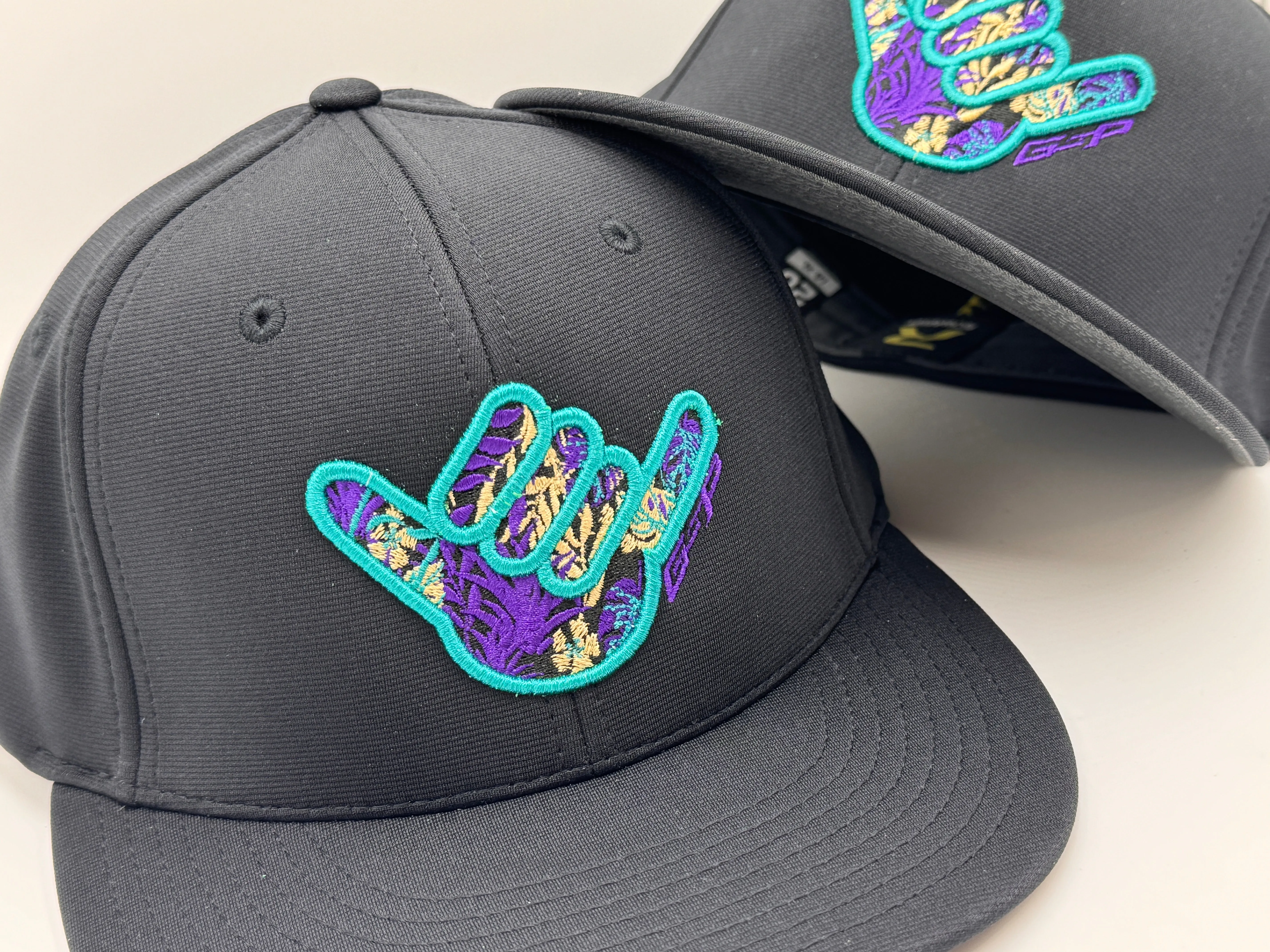 GS Sports Floral Shaka PTS20 Hat - Black with Turquoise