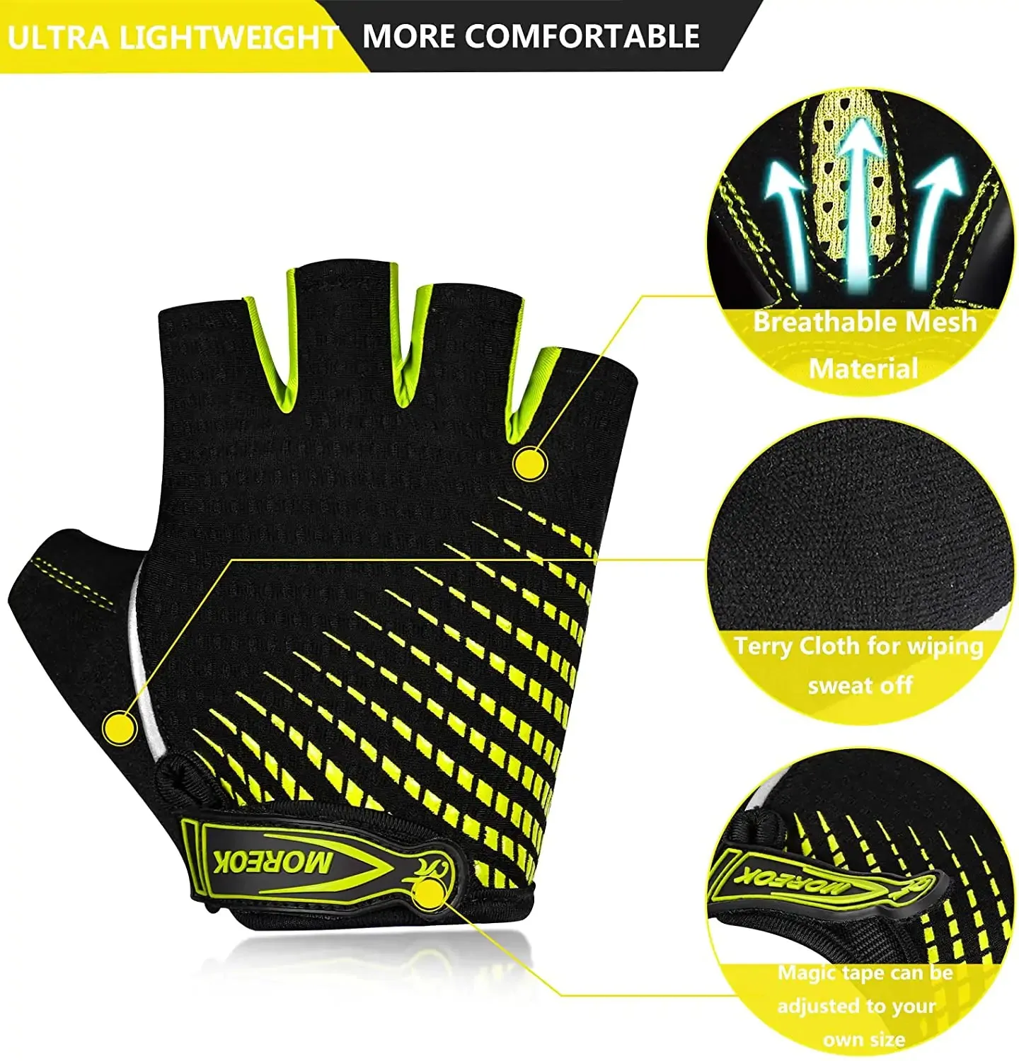 Half-Finger Cycling Gloves with Padded Palm - Breathable, Durable & Comfortable for Triathletes