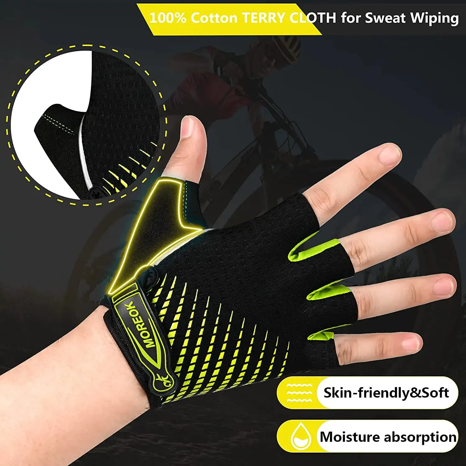 Half-Finger Cycling Gloves with Padded Palm - Breathable, Durable & Comfortable for Triathletes