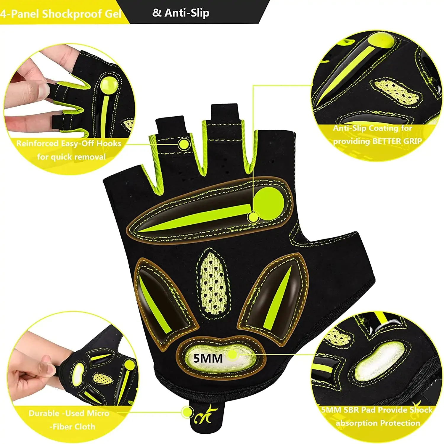 Half-Finger Cycling Gloves with Padded Palm - Breathable, Durable & Comfortable for Triathletes