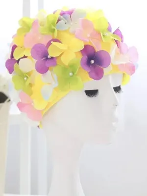 Handmade Romantic Flowers Women Swim Cap