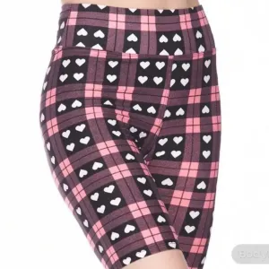 Heart Plaid Biker Shorts