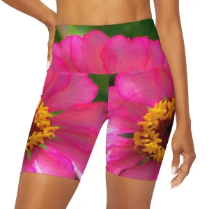 High Waisted Yoga Shorts| Floral Pink Yoga Shorts