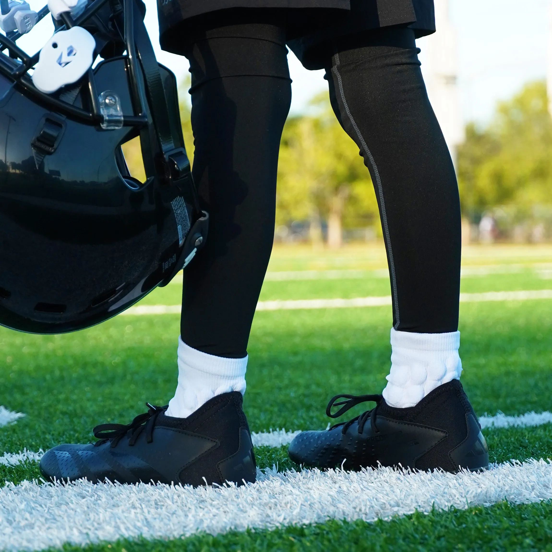 Hue Navy Football Padded Short Kids Socks