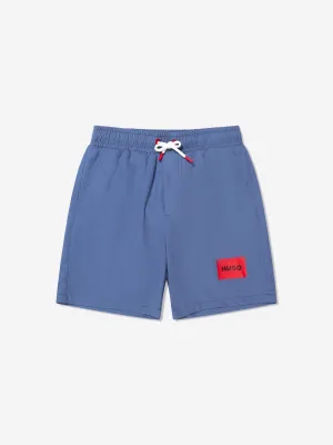 Hugo Boys Logo Swim Shorts in Blue