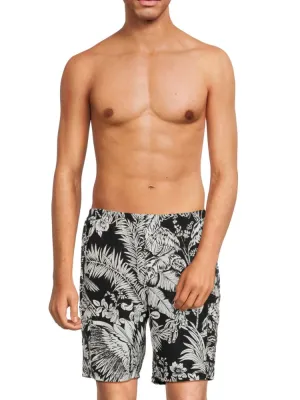 Jungle Parrots Palm Angels Swim Shorts in Black White