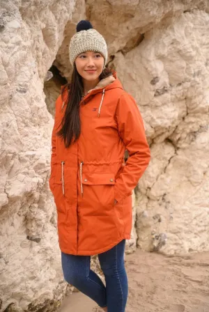 Lighthouse Isobel 3/4 Length Faux Fur Lined Waterproof Coat-BURNT ORANGE