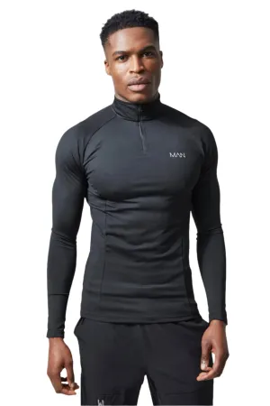 MAN ACTIVE GYM RAGLAN MUSCLE FIT 1/4 ZIP TOP