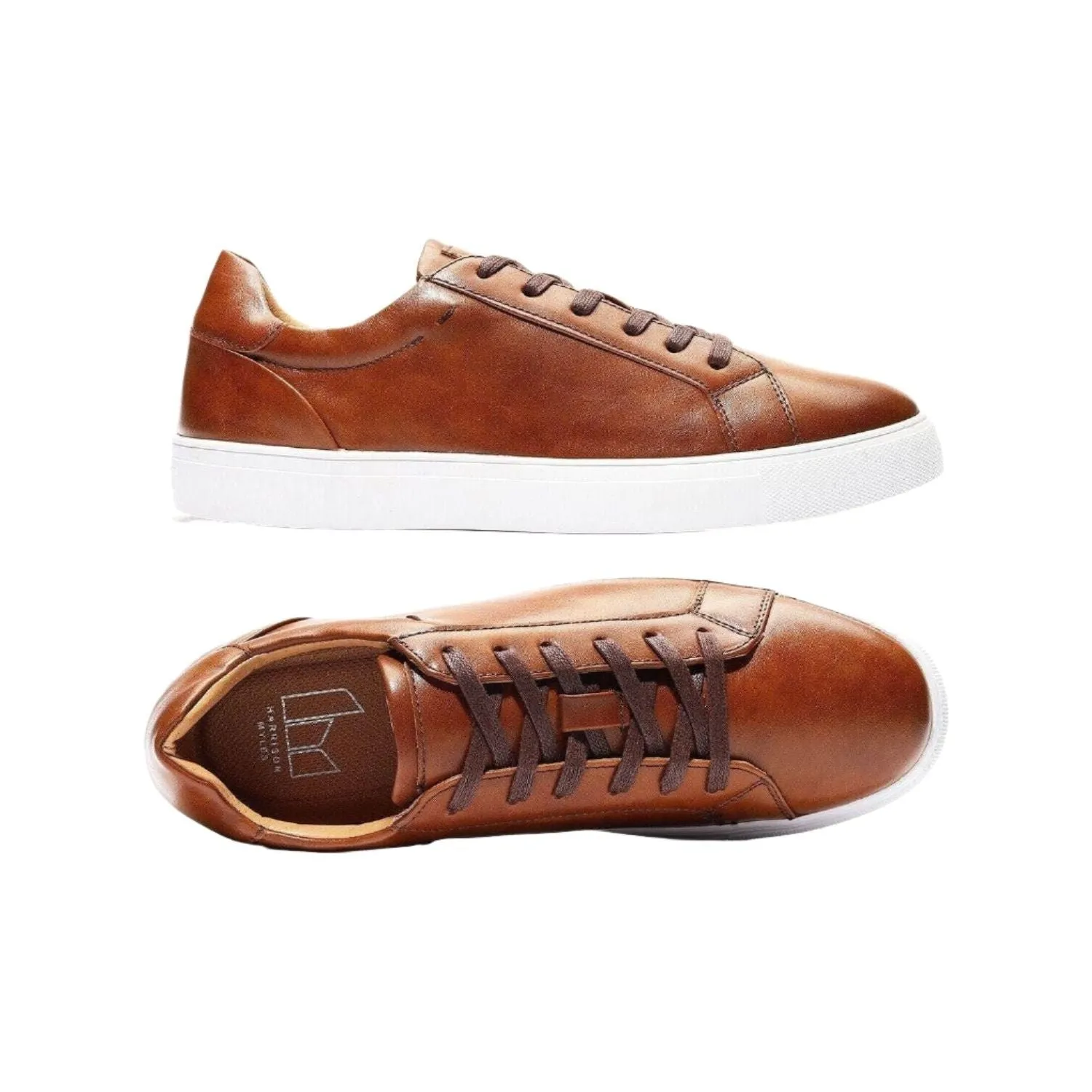 Men Harrison Myles Sneaker Dress Shoes Soft Comfort Lace Cushioned S2111 Cognac