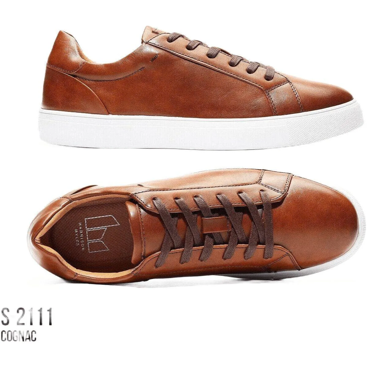 Men Harrison Myles Sneaker Dress Shoes Soft Comfort Lace Cushioned S2111 Cognac