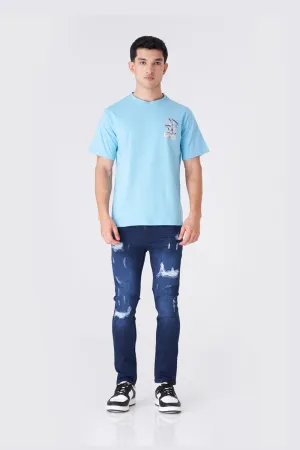 Men's Light Blue Tee for Casual Comfort