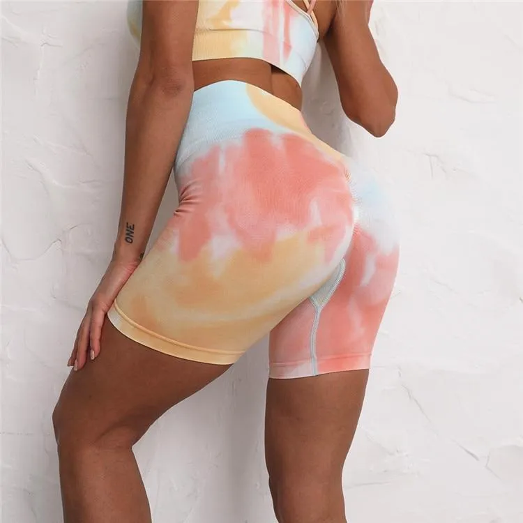 Ocean Tie-Dye Seamless Cycling Shorts & Workout Top